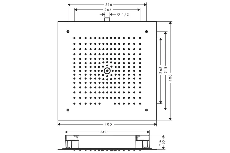 Верхній душ  Raindance E 400х400 1jet вбудований, Brushed Bronze (26252140) image 2