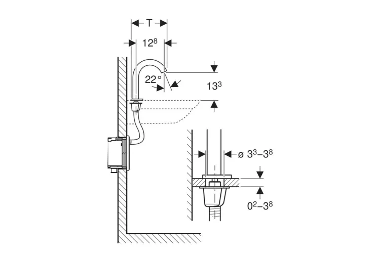 Змішувач Piave для умивальника безконтактний, термостат, підкл. д/мережі, хром глянц. (116.187.21.1) image 2