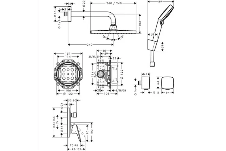 Душовий комплект Crometta E 240 1jet Logis 8в1 (27957000) Chrome зображення 3