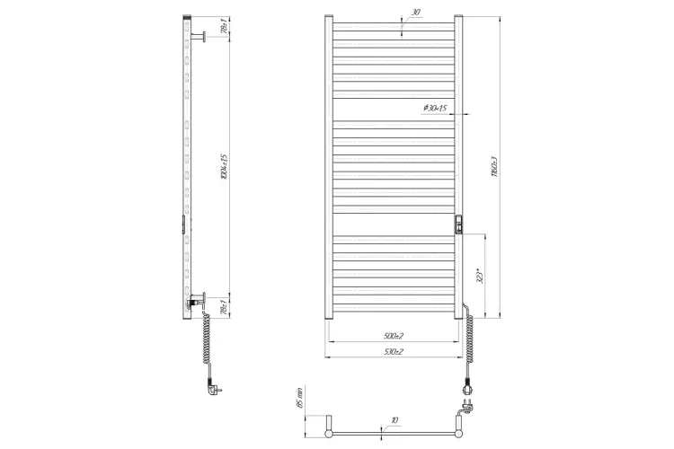 Рушникосушка електрична HF York 1170х530, чорний мат image 5