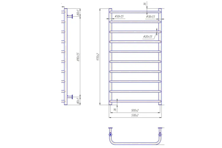 Рушникосушка INOX Стандарт 970х530/500 зображення 4