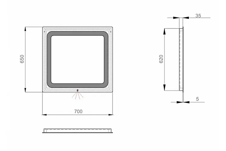 Дзеркало LAVA "HELLA" 70х65 LED 2835IR, W /  ZL0000154 зображення 2