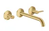 Змішувач AXOR One Lever 220 для умивальника зі стіни на 3 отвори, Brushed Gold Optic 48431250 зображення 1