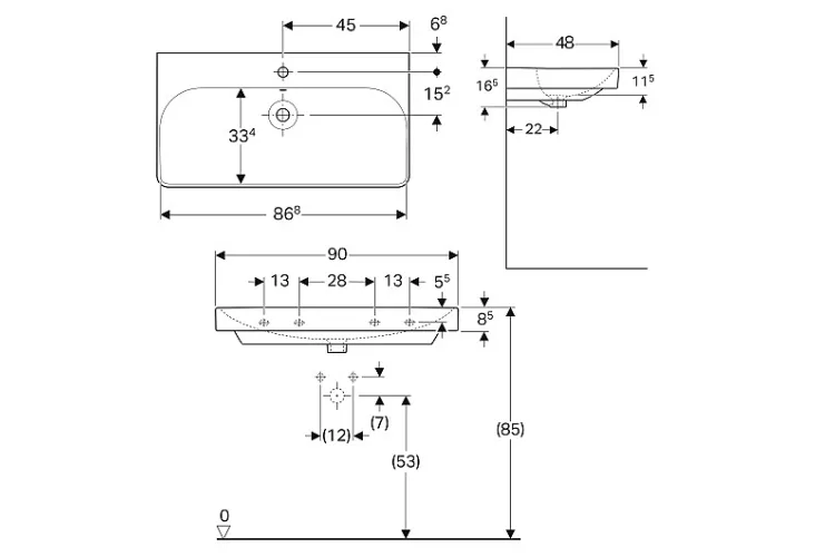 Умивальник SMYLE SQUARE 90 см (500.251.01.1) image 3