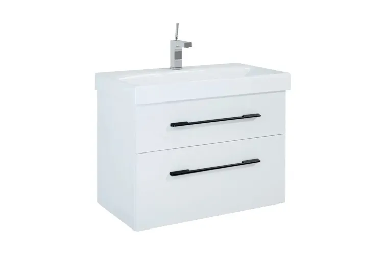 Тумба під умивальник Barcelona 80, White Matt 169119 чорні ручки  зображення 1