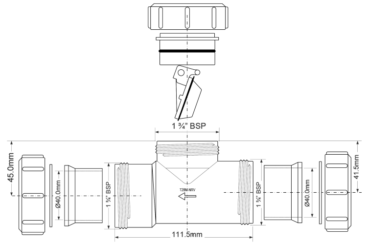 Продовжувач зі зворотним клапаном 40 мм T28M-NRV-40 image 2