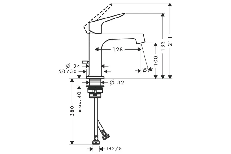 Змішувач Axor Citterio M 100 для умивальника, Polished Black Chrome 34010330 зображення 2