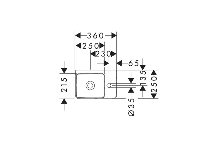 Умивальник Xelu Q 360/250 без переливу (60314450) image 2