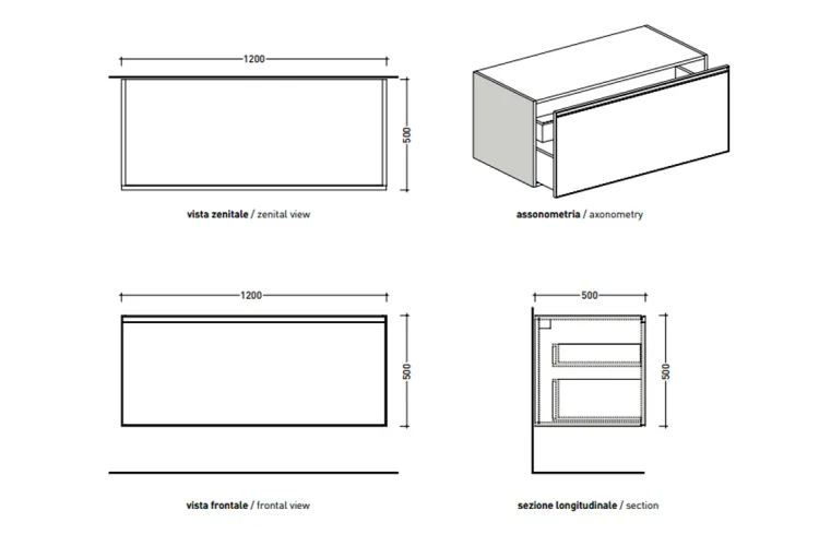 CUBIKA Підвісна тумба під умивальник 120x50x50 см, Grey matt (CKDE08LGK) зображення 3