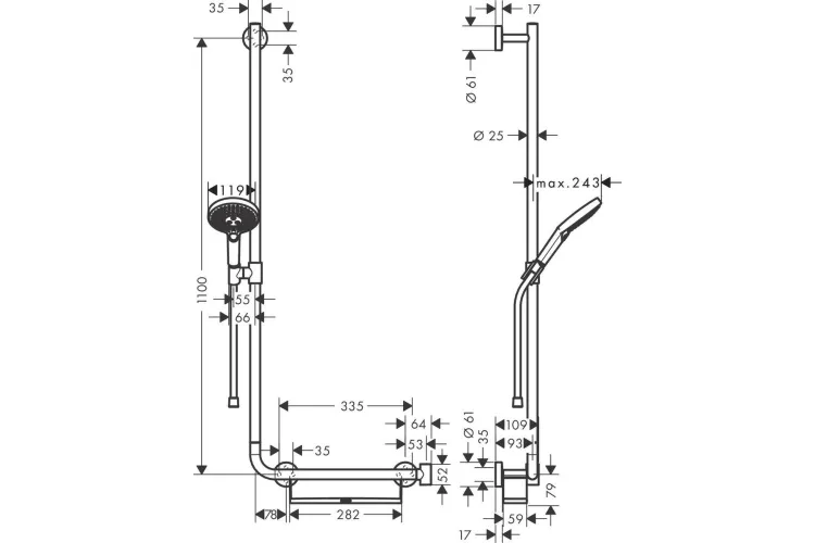 Душовий набір Raindance Select S 120/110 см 3Jet Left Chrome (26325000) зображення 4