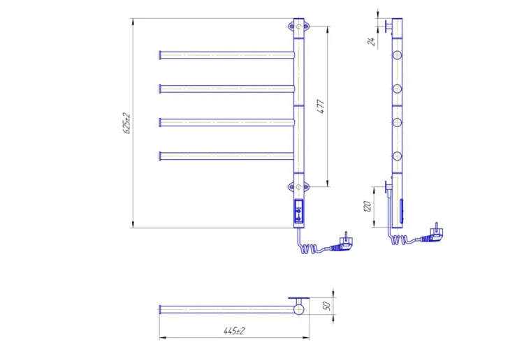 Рушникосушка Веєр-I 625х445/5 TR приховане підключення зображення 4