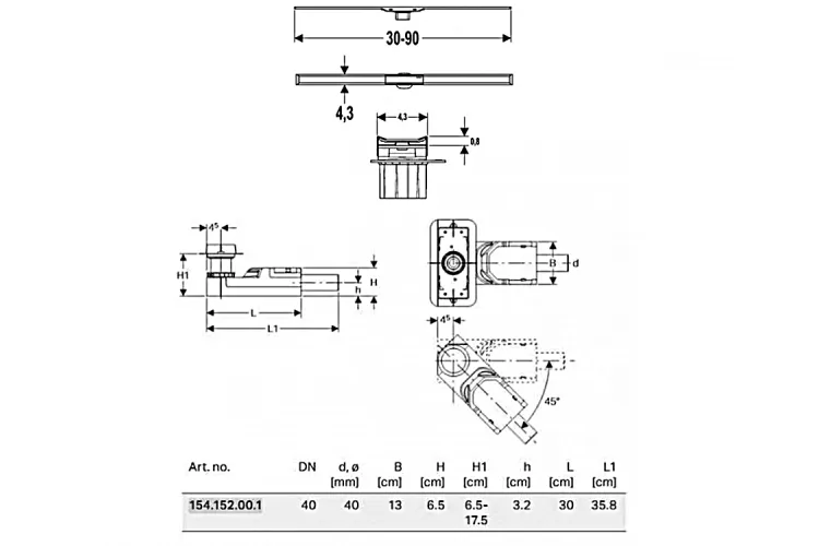 Комплект CleanLine20 висота стяжки 65 - 90 мм 154.450.KS.1+ 154.152.00.1 зображення 3