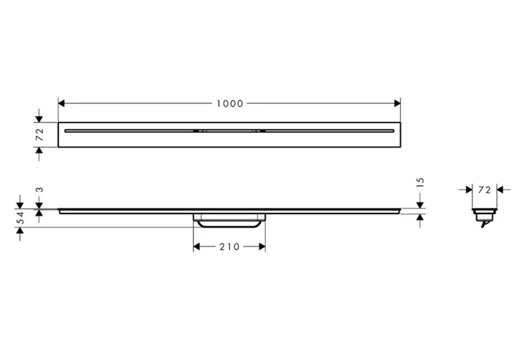 Верхня частина AXOR "Drain" для душового трапу 1000 мм, Polished Black Chrome  (42523330) зображення 2