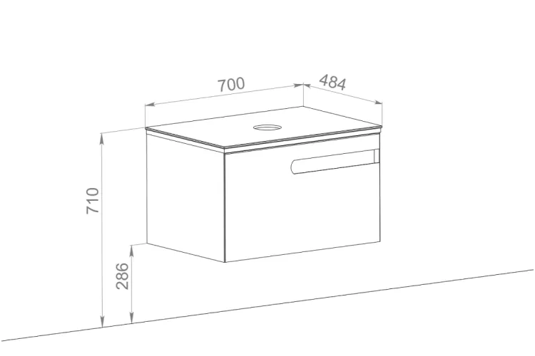 Тумба ОСТІН зі стільницею керамограніт Namibia Black 70 см (консольна) , білий мат, без умивалальника image 6
