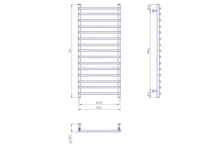 Рушникосушка INOX Турин 1170х530/500 зображення 4
