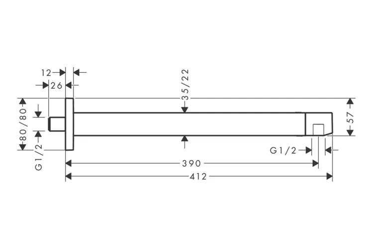 Кронштейн для верхнього душу E 390 мм Polished Gold Optic (24337990) зображення 2