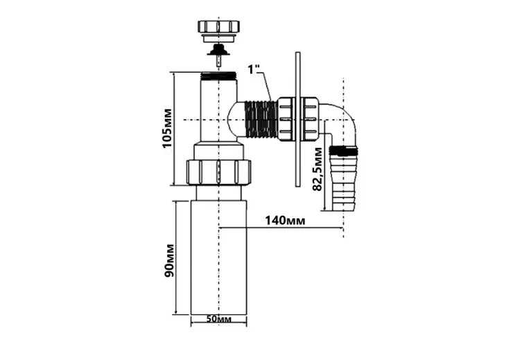 Сифон для пральної машини з отвором 50 мм HC14WM50 image 2