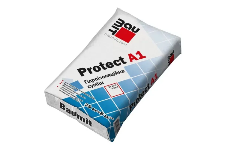 Гідроізоляція однокомпонентна BAUMIT Protect А1 (25 кг) зображення 1