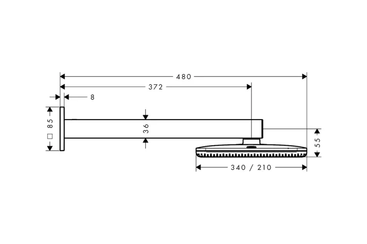 Верхній душ Raindance Alive Q 340/210 2jet EcoSmart з тримачем Chrome (24551000) зображення 2