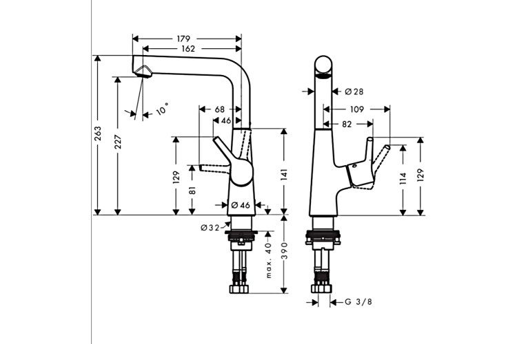 Змішувач Talis S 210 для умивальника з донним клапаном та поворотним виливом 120° (72105000) зображення 2