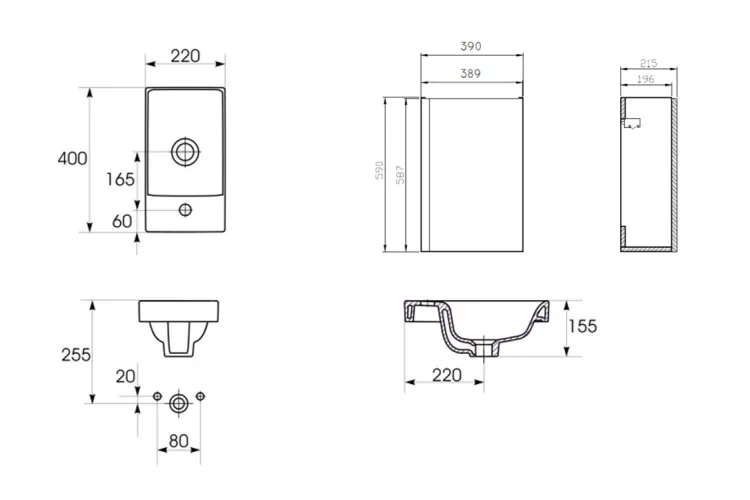 Шафка + умивальник MODUO 40 см сірий  СЕТ B09 зображення 3