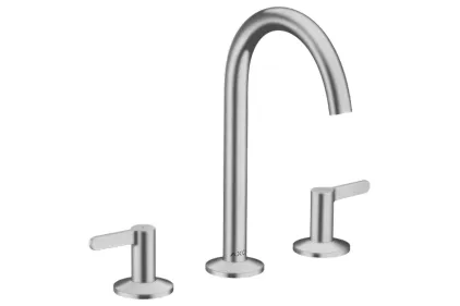 Змішувач AXOR One 170 для умивальника на 3 отвори з д/к push-open. Stainless Steel Optic (48050800)