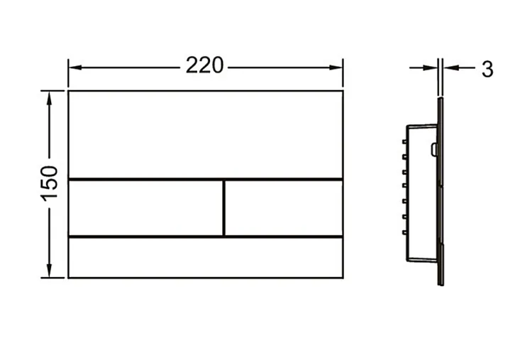 Панель змиву TECEsquare II Metal з двома клавішами, Polished Black Chrome (9240837) зображення 2