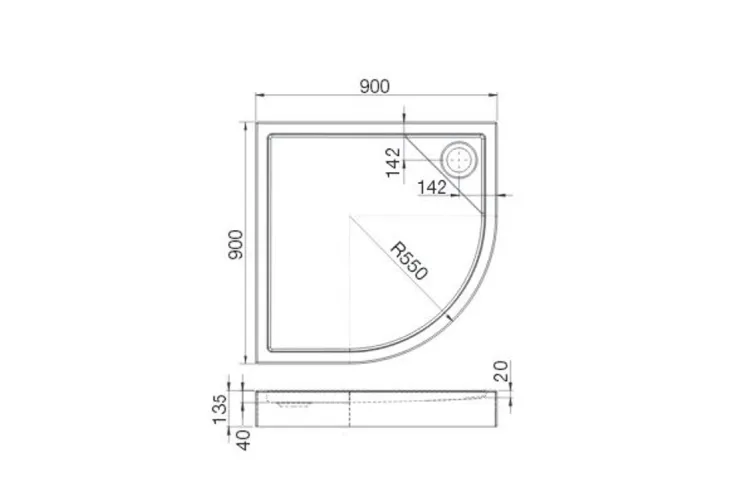 Піддон півкруглий Roca Malaga Rondo Compact 90x90x13.5 см з панеллю, білий (A276260000) зображення 2