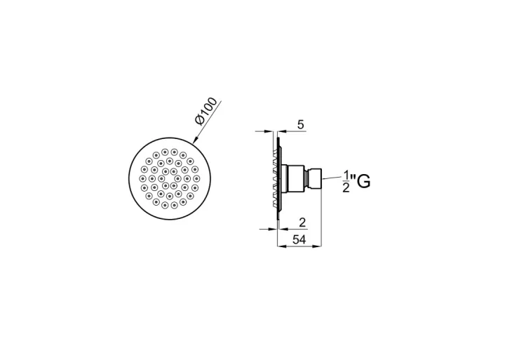 ROUND INOX, Бокова форсунка, підключення 1/2",  brushed stainless steel (100281129)  зображення 3