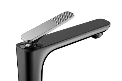 Змішувач Axor Citterio C 125 Cubic cut CoolStart для умивальника Polished Black Chrome + Polished Gold Optic (49041330+990)