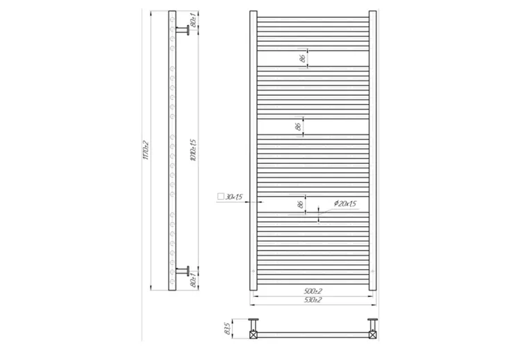 Рушникосушка INOX Гера 1170х530/500, графіт зображення 2