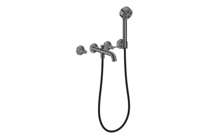 Змішувач AXOR One для ванни врізний зі стіни на 3 отвори, Polished Black Chrome (48444330)