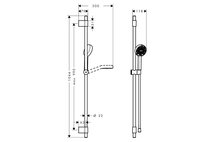 Душовий набір Activera Select S 2jet EcoSmart 105 см Matt Black (28050670)  зображення 2