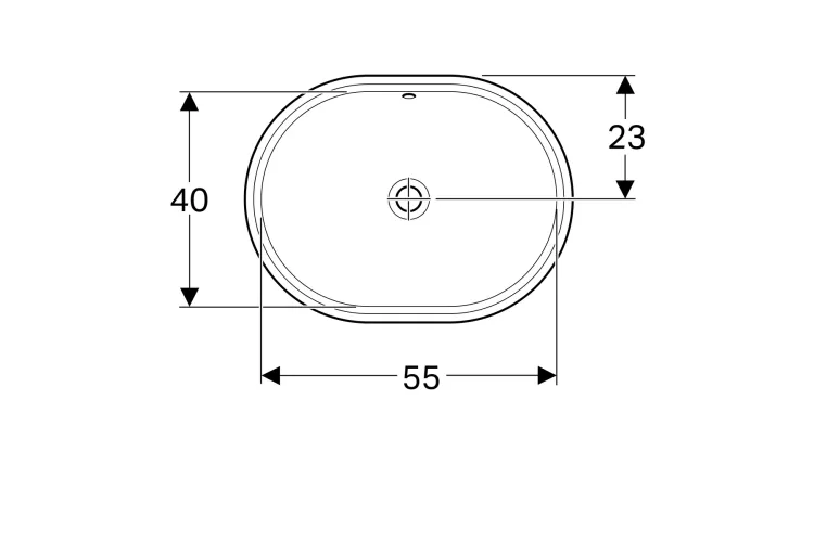 Умивальник VARIFORM 55 см овальний, врізний під стільницю, без отвору під змішувач, з переливом (500.757.01.2) зображення 2