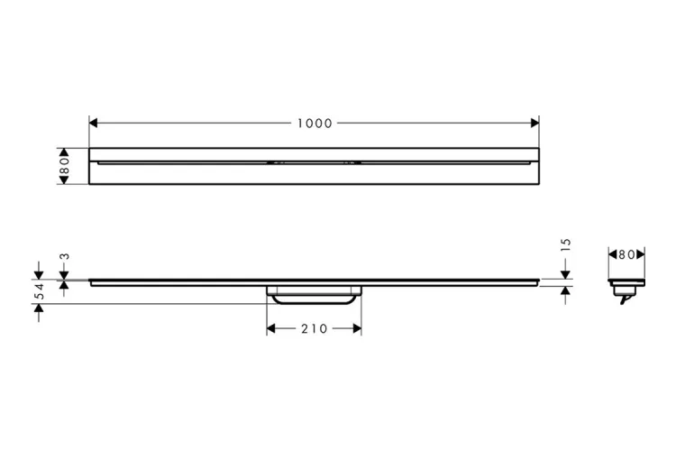 Верхня частина AXOR "Drain" для душового трапу (пристінна) 1000мм, Polished Black Chrome (42528330) image 2