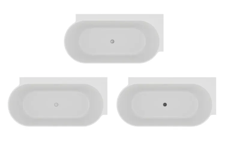 Ванна пристінна Freedom Corner II Tec 175х86 R (перелив/злив білий,чорний,хром) ч/біла, CC81700000 зображення 2