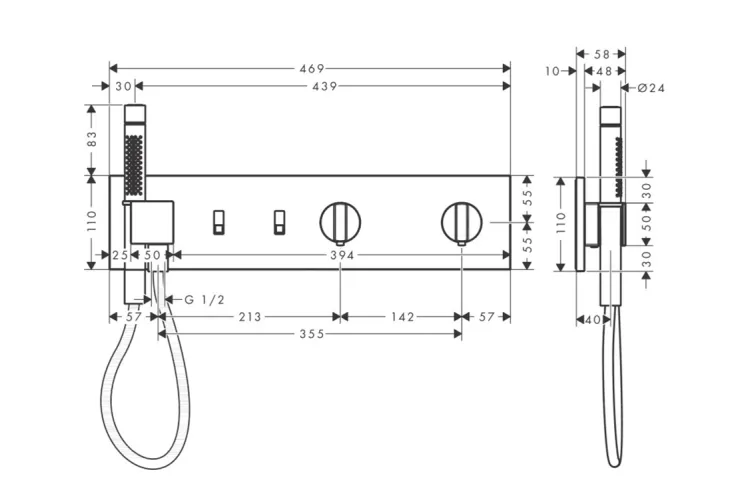 Tермостатичний модуль AXOR ShowerComposition на 2 функції 470/110, Chrome 12571000   image 2