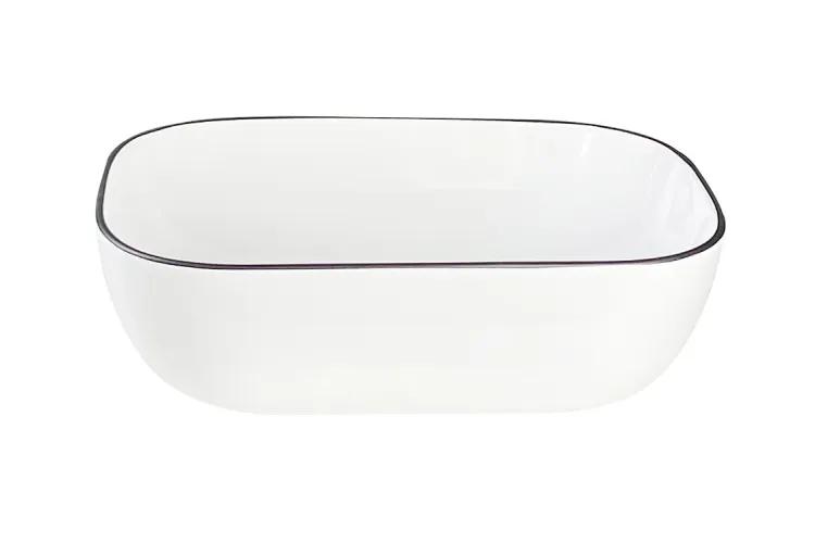 MENZA Умивальник накладний без отвору під змішувач 46x32x14, glossy white with black edge зображення 1