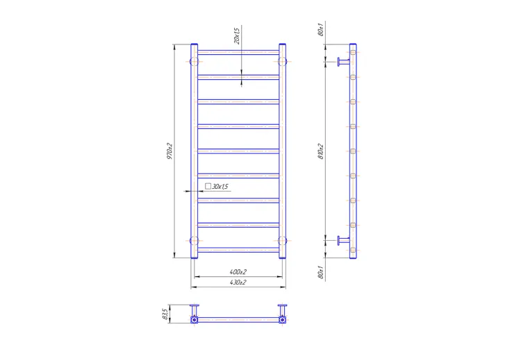 Рушникосушка INOX Токіо 970х430/400 зображення 4