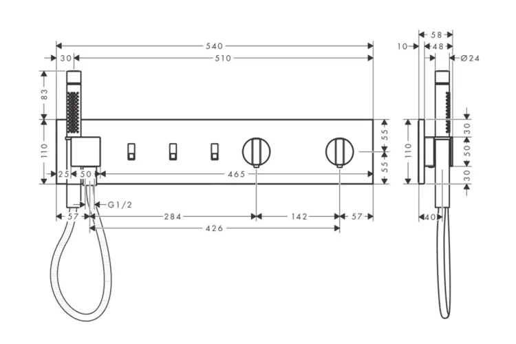 Tермостатичний модуль AXOR ShowerComposition на 3 функції 540/110, Matt Black 12572670   image 2