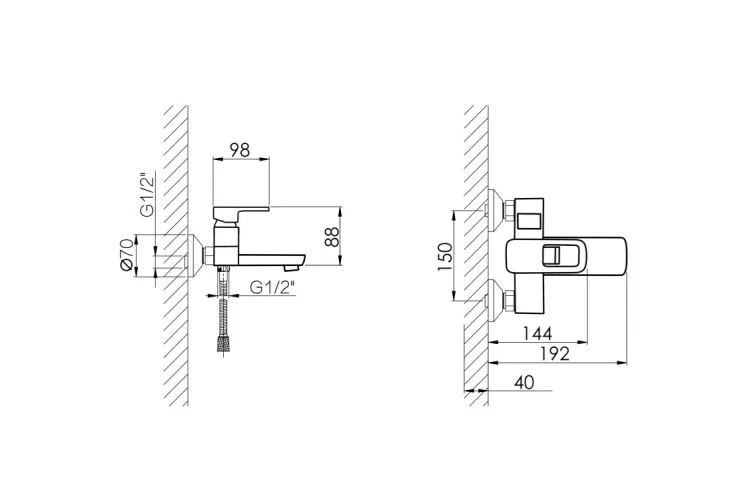 WAWEL 006 Змішувач для ванни (з душовим гарнітуром), Chrome image 4