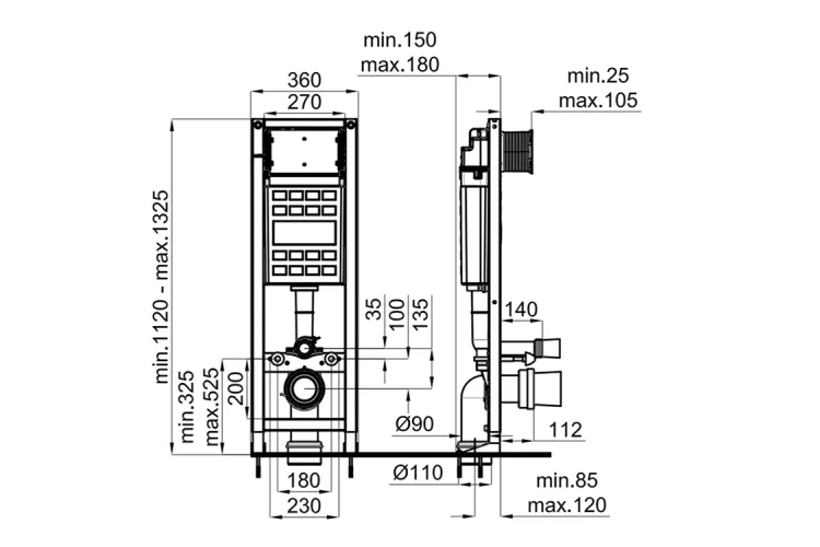 Smart-line, Інсталяційна система для підвісного унітаза 35см, 4,5/3L (100253638) image 2