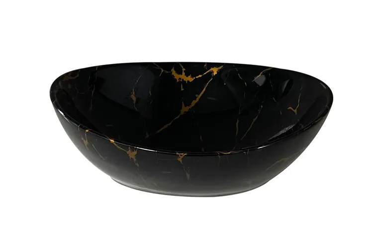 MIEL Умивальник накладний без отвору під змішувач 37x29,5x12, glossy blackgold зображення 1