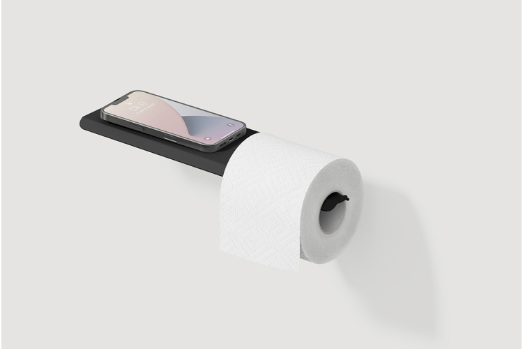 Тримач туалетного паперу з полицею "SLIM" R, RAL9005 (black mat) image 1