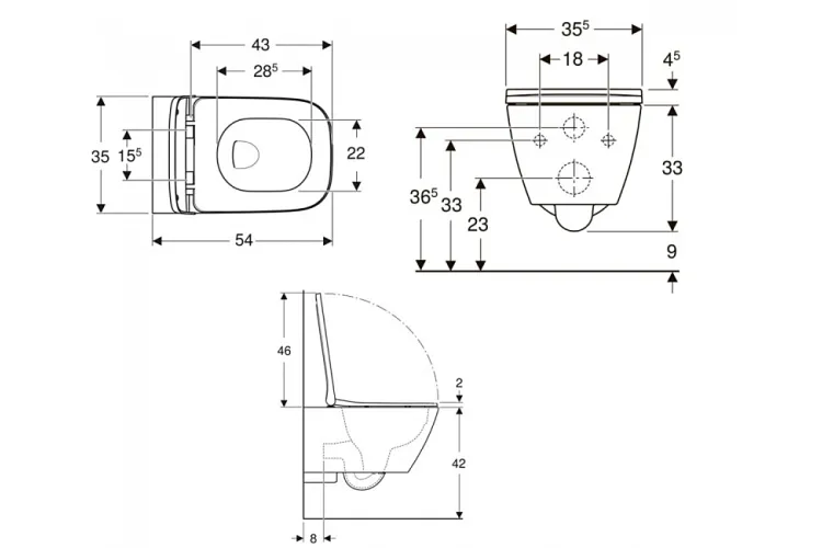 Унітаз підвісний SMYLE SQUARE RIMFREE + сидіння дюропластове (500.683.00.2) image 2