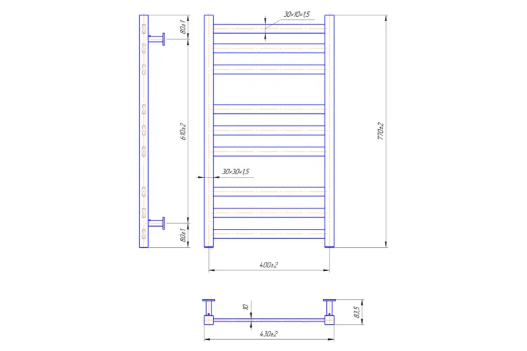 Рушникосушка INOX Чикаго I770х430/400 чорний мат зображення 2