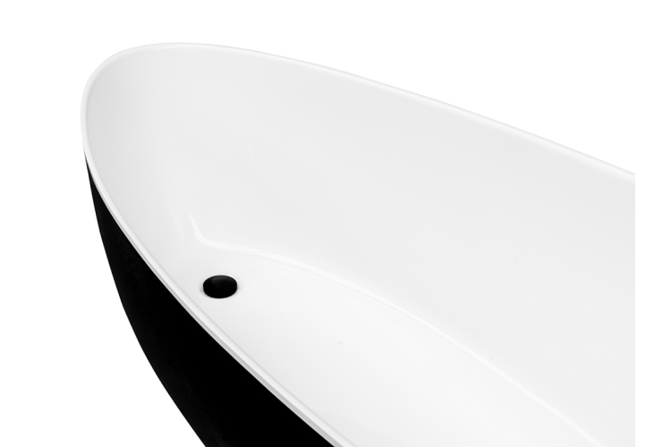 Ванна GOYA ретро 160х70 чорна зовні біла всередині з сифоном клік-клак  зображення 3