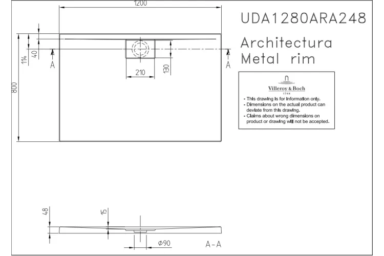 ARCHITECTURA METALRIM Піддон 120х80х4,8 см прямокутний (UDA1280ARA248V-01) image 2