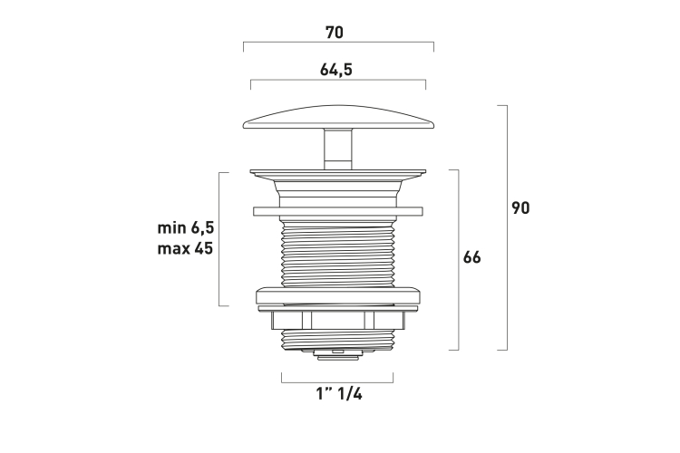 Клапан Клік-Клак для сифона з керамічною кришкою з переливом Fango (PLTPCE) зображення 2