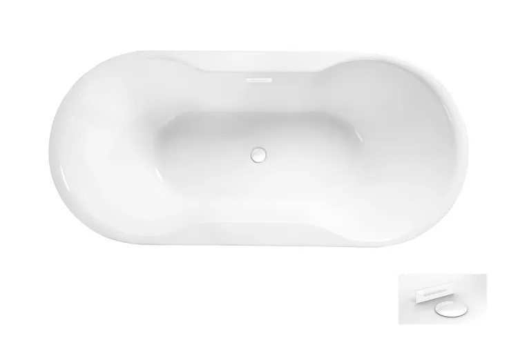 Ванна акрилова NAVIA ретро 160х80 з сифоном клік-клак та декоративною накладкою в білому кольорі зображення 1